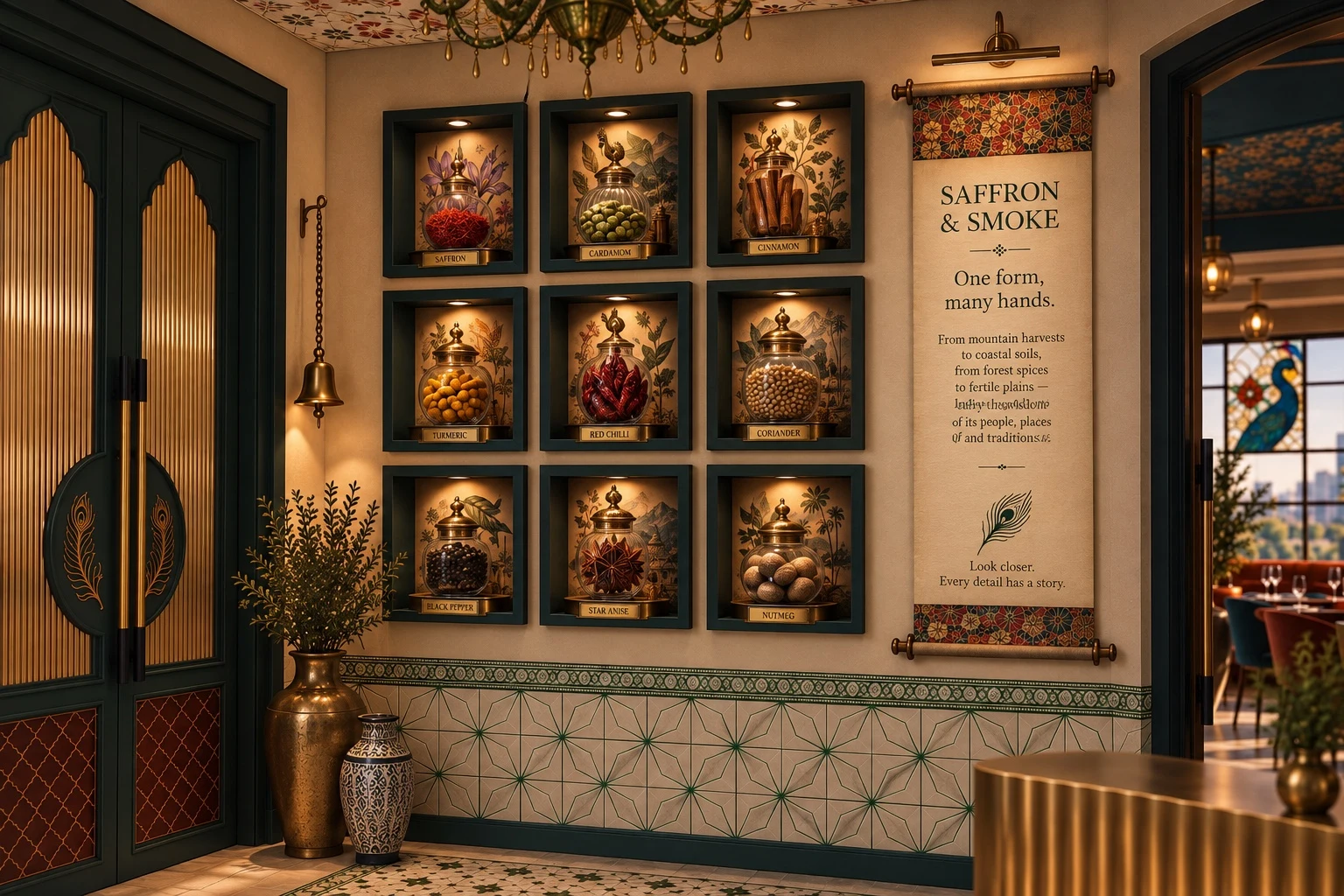 A design study for the restaurant’s spice cabinet